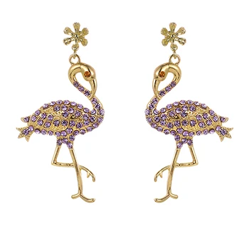 ZHINI Naujo Dizaino Krištolo Flamingo Paukščių Tabaluoti Auskarai Moterims, Žavus, Elegantiškas Cirkonio Ilgi Auskarai Pareiškimą Papuošalai