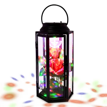 Įkraunama LED Pakilo Vėjas Lempa su Rožių Stiklo Kupolu ir Metalo Rėmas 11*31cm Ornamentas, Dovana Valentino Dienai, Vestuvių WWO66