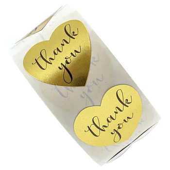 Širdies Formos Ačiū Aukso Lipdukas Plombos Etiketėms Paketas Išleidimo Namų ir Virtuvės, Biuro Reikmenys Lipdukai 500pcs/Roll