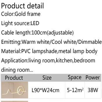 Šiuolaikinių Led Pakabukas Šviesos Valgomasis, Virtuvės, Svetainės Kabo Lempa Aukso Aliuminio lydinio Liustra priedai veltiniams, vilna Lempa 110V, 220V