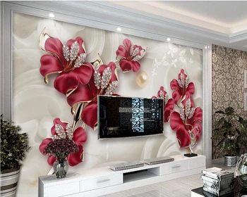 Šiuolaikinės juvelyrikos gėlių 3d tapetai, freskos papel de parede už kambarį, TV, sofa sienos virtuvės, miegamojo sienos dokumentų namų dekoro