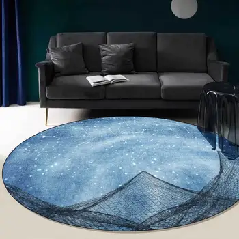 Šiuolaikinės mados mėlyna kilimėlių žvaigždėtą dangų, kilimų gyvenimo kambario, miegamasis krepšys kėdė apvalios grindų kilimėlis vaikų kambaryje, salonas sofa plotas kilimas