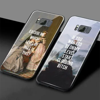 Žinomas klasikinis meno tapybos citatos Grūdinto Stiklo, Minkštas Silikoninis Telefono dėklas Samsung Galaxy S7 Krašto S8 S9 S10 e Plus Pastaba 8 9