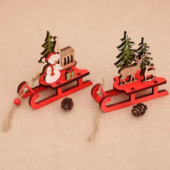 1 Set Kalėdų Namuose Surinkti Apdaila Medinė Dėlionė Medžio Kabo Pakabukas Ornamentu