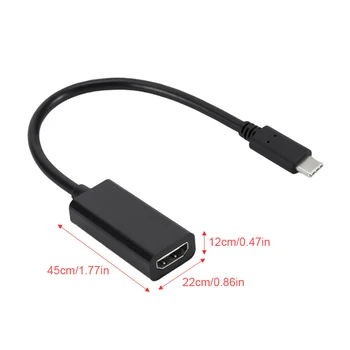 1 Vnt Juodas 16cm C Tipo HDMI Kabelis Paramos mobiliųjų Telefonų, HDMI Lizdas Įrenginiai, Tinka Samsung / Huawei / Macbook