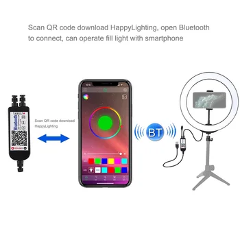 10.2 Colių Pritemdomi Žiedas Šviesos Telefono Fotografija Live Transliacijos Selfie LED Žiedo Lempos Šviesos RGBW