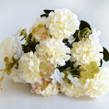 10 galvų /Puokštė Dirbtinis kamuolys chrizantema Gėlių Šilko Hydrangea Gėlių Padirbtų Augalų Vestuvių Reikmenys 