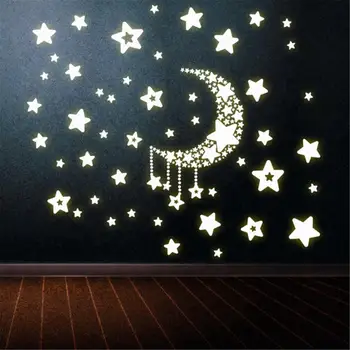 100PC vaikų miegamasis fluorescencinės šviesos tamsoje švyti žvaigždės švyti sienų lipdukai žvaigždės švyti šviesos švytėjimas lipdukai a varie