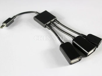 100vnt/Daug Aukštos Kokybės 3 Port Micro USB Power Įkrovimo OTG Hub Kabelio Jungtis, Spliter už Išmanųjį telefoną, Kompiuterį 