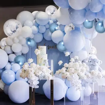 104pcs Mėlyna Mėlyna Macaron Metalo Balionų Girliandą Arch Atveju Šaliai Folijai, Balons Weding Baby Shower Gimtadienio Dekoro Vaikai Suaugę