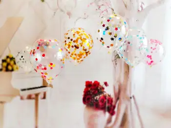 10vnt 12inch 9styles pripučiamas kamuolys Šalis, vestuvių dekoravimas spalvotų konfeti balioną Helio Skaidri, Aiški Balionas