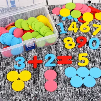 117Pcs Skaitikliai Skaičiavimo Žetonų 30mm Maišyti Spalvas Matematikos Žaislas Bingo Lustai Žaidimo Žetonų, Kurių Saugojimo Dėžutė