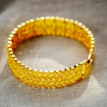 17mm Pločio Riešo Apyrankę Grandinės Lapų Dizainas Geltonos Aukso Užpildytas Klasikiniai Moteriški Mens Apyrankės 7.87 Cm Ilgio