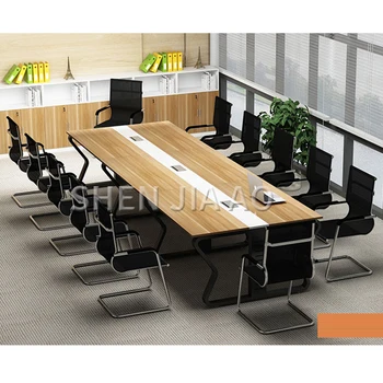 1PC Modernus Minimalistinio Stiliaus Konferencijos Stalo Biuro Kompiuterio Stalas Plieno, Medžio Struktūrą Spalvinga Konferencijos Stalo Be Kėdė