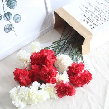 1pc prancūzijos Dirbtinių Gėlių Puokštė Gvazdikų Netikrą Šilko Gėlių Organizuoti Stalo Namuose Vestuvių Dekoravimas Šalies Aksesuaras Flores Red