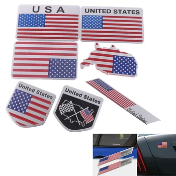 1PC Ženklelis Lipdukas, Motociklų Lipdukas Automobilio Stiliaus 3D Aliuminio Lydinio Amerikos JAV Žemėlapis Nacionalinė Vėliava, Emblema