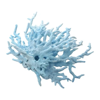 1Pcs Akvariumo Žuvų Bakas Šviesiai Mėlynos spalvos Dirbtinės Plastikinės Koralų Dekoro & 1Pcs Betono Silikono Anemone Akvariumo Augalų Decoratio