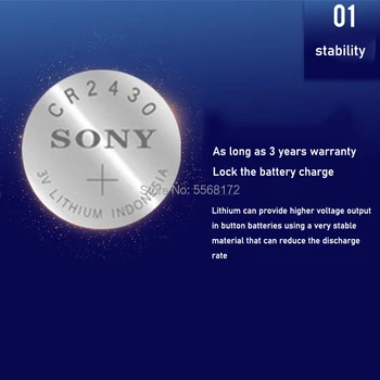 200pc Originalus Sony CR2430 DL2430 CR 2430 3V Ličio Baterija Smart Žiūrėti Ausinių Žaislas masto Pedometer Mygtuką Moneta Ląstelių