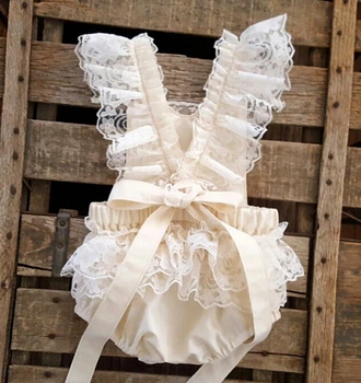2016 Naujas vasaros kūdikių romper Mergina princesė balta nėrinių Romper kūdikių drabužiai Naujagimiams Backless Jumpsuit