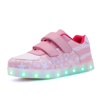 2018 Naujas USB įkrovimą, Mėlyna žėrintis vasaros studentų batai berniukui fluorescencijos žingsnis žibintai LED šviesos sporto sandalai mergaitėms