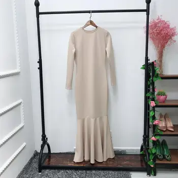 2019 Moterų Musulmonų Abaja Suknelė, O Kaklo, ilgomis Rankovėmis Seksualus Slim Bodycon Klubas Patrty Islamo Mermaid Dress Dubajus Arabų tesettur elbise