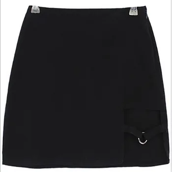2019 Nauja Seksuali Mini Sijonas Moterų Lyties žiedas dizainas stora liesas maišelį klubo vientisos spalvos netaisyklingos Moterų sijonas faldas shein