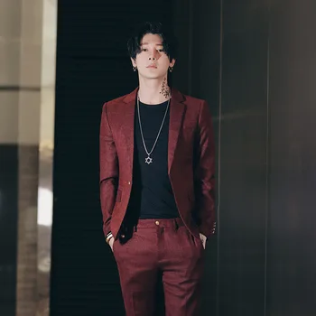 2019 Naujausius Dizaino Vyrų Pledas Švarkas Tiktų Slim fit Elegantiškas Tuxedos Vestuvių Verslo Šalis Suknelė Vasaros Striukė ir Kelnės