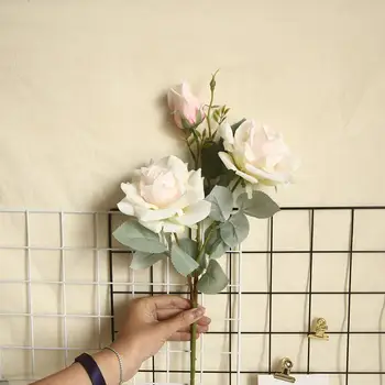 2019 naujos dirbtinės modeliavimas įvairių spalvų flanelė medžiagos rožių puokštė vestuvių nuotaka šalies apdaila #4JY05