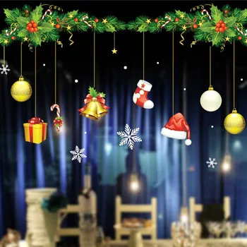 2019 Nuimamas Kalėdų Sienų Lipdukai Lango Stiklo Festivalis Lipdukai Santa Freskomis Naujųjų Metų, Papuošalai, Namų dekoro c11
