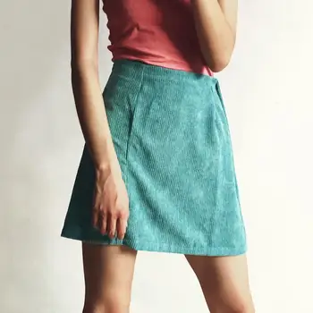 2020 m. aukštos juosmens velvetas sijonas vientisos spalvos split-line sijonas