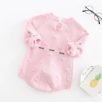 2020 m. Nauja baby romper Trikampis Laipiojimo Taškų Sustorėjimas Lotus Lapų Apykaklė Megzti Kūdikių Kazachstano Kūdikių trikotažo drabužių