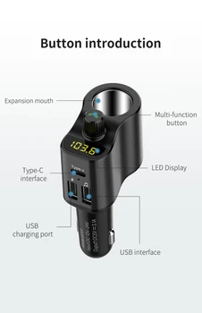 2021 Naujas BT01 MP3 Grotuvas Bluetooth5.0 Tipas-C + Dvigubas USB Automobilinis Įkroviklis, FM Siųstuvas, MP3 Grotuvas, Aukštos Kokybės LED skaitmeninis ekranas
