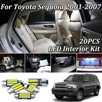20Pcs Ne Klaida Balta Canbus Toyota Sequoia LED Interjero Žemėlapis Dome Light + Licenciją Plokštelės Lempa Rinkinį (2001-2007)