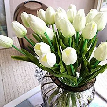 20pcs PU Mini Tulpės, Dirbtinės Gėlės, Vestuvių Netikrą Gėlės Nekilnojamojo Touch Tulpių Puokštės Namo Šalis, Vestuvių Dekoravimas