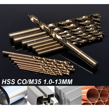 29Sizes 1.0-13MM HSS CO/M35 Twist Drill Bit Nerūdijančio Plieno Skylę Cutter Visą Žemės Metalų Plėstuvas Įrankiai