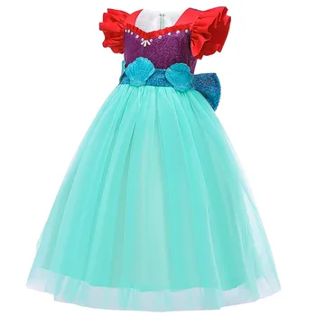 (2T-10T) Vaikų blizgučiais bowknot princess tutu suknelė, sijonas išskirtinį asmenybės undinė dizaino konkurso suknelė šalis F4*