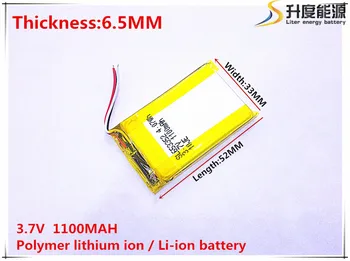 3.7 V,1100mAH [653352] PLIB (polimeras ličio jonų / Li-ion baterijos ) Smart žiūrėti,GPS,mp3,mp4,mobilųjį telefoną,garsiakalbis