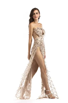 3 Spalvų Moterų Mados Maxi Suknelė Elegantiškas Blizgučiais Kutas Šalies Ilga Suknelė Seksualus Stebėjimo Aukštos Padalinta Akies Šalies Vakarą Vestidos