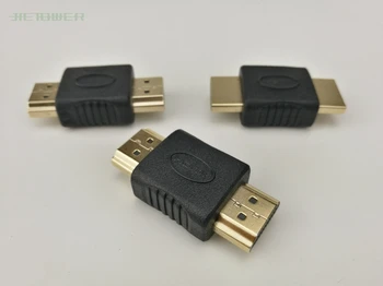 300pcs/daug HDMI Į HDMI Male Vyrų Auksu Sankabos Jungtys EXtender Adapteris Keitiklis HDTV Nešiojamas Projektorius