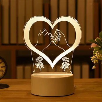 3D Akrilo LED Nakties Šviesos Mielas Mergaitė ir Berniukas, Meilės, Vestuvių Miegamasis Apdailos Stalo Lempa Vaikams Šalia Lempos Gimtadienio Dovana