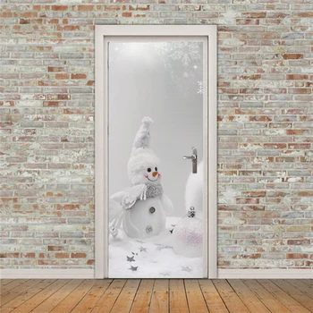 3D Animacinių filmų kūrybos sniego durų lipdukai, sienų lipdukai, lipnios vandeniui nuimamas