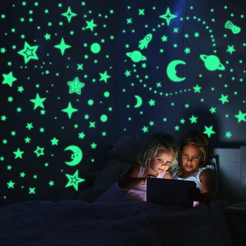 3D Burbulas Šviesos Žvaigždžių Taškų Sienų Lipdukai Švyti Visatos Vaikų Kambario, Miegamojo Namų Dekoro Decal Tamsoje 