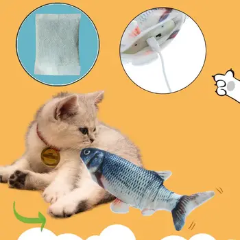 3D Elektros Žuvies Formos, Katžolių, Kačių Žaislas USB Įkrovimo Realus Pliušinis Pinti Žuvis, Įdaryti Pagalvės Lėlės Interaktyvių Dovanos