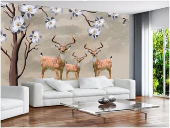3d kambario tapetai užsakymą foto tapetai ant sienos Magnolija elnias Namų dekoro kambarį 3d sienų freskomis tapetai, sienų ir 3 d