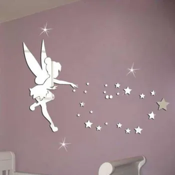3D sienų lipduko pasakų dvasia akrilo veidrodis sienų lipduko vaikų kambario dekoro miegamasis dekoro lipdukai