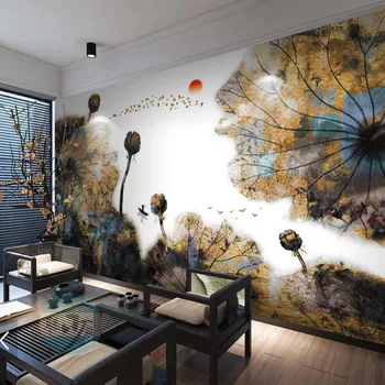 3D Waterlily Gėlių Tapetai, Freskos Spausdinti Foto tapetų Ritinių Gyvenimo Kambario, Miegamasis Namų Sienų Dekoras Tapybos Freskas Užsakymą
