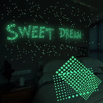 3D Šviesos Decal Liuminescencinės Burbulas Lipdukas Sienos Meno Žvaigždžių Taškų Mėnulis, Visata, Miegamasis Ceilling Vaikų Kambario Ornamentu Namų Dekoro