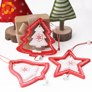 3PCS/set Bell/Star/Medžio Medinės Kūrybos Kalėdų Pakabučiai Kalėdos Serijos Papuošalų Medžio Amatai, Papuošalai, Namų Dekoro Prekių