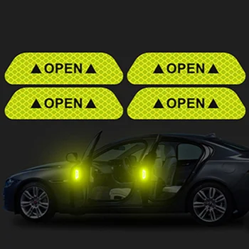 4 Vnt/set Atidaryti Automobilio šviesą Atspindinčios Juostos Įspėjimo Ženklas Lipdukas Naktį Vairuotojo Saugos Lipduko Klijų Lipdukas Durų & Juosmens Linijos PVC