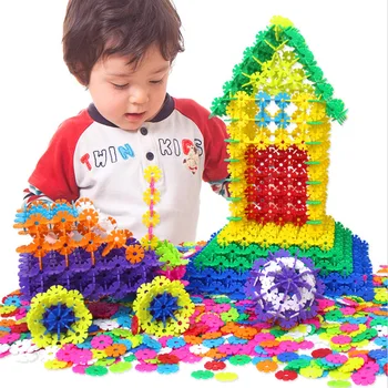 400Pcs/DAUG 3D Plastikiniai Pastato Snaigės Puzzle Dėlionės Kūrybos Vaikams Dribsnių Blokavimo Plastiko Disko Rinkinys Statybos vaikams, Žaislai
